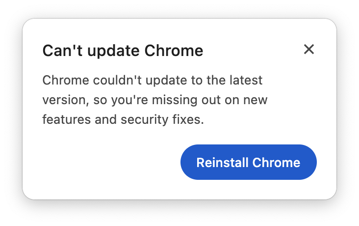 Chrome update modal